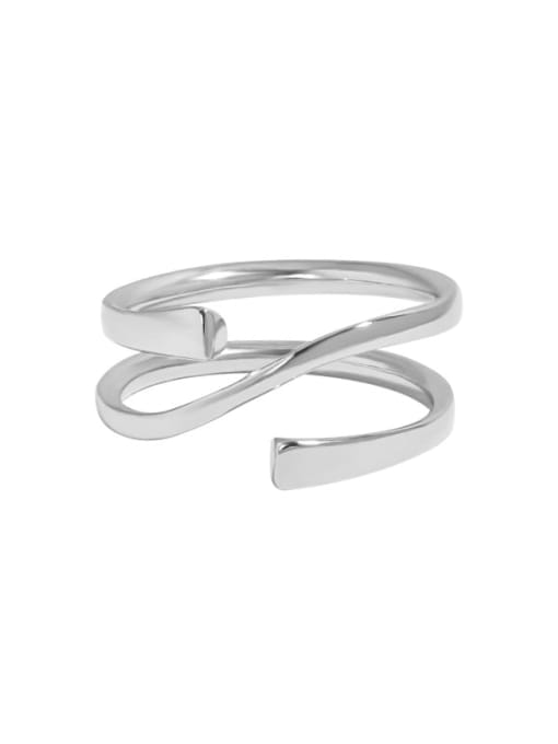 Platinum [No. 14 adjustable] 925 Sterling Silver Geometric Minimalist Stackable Ring